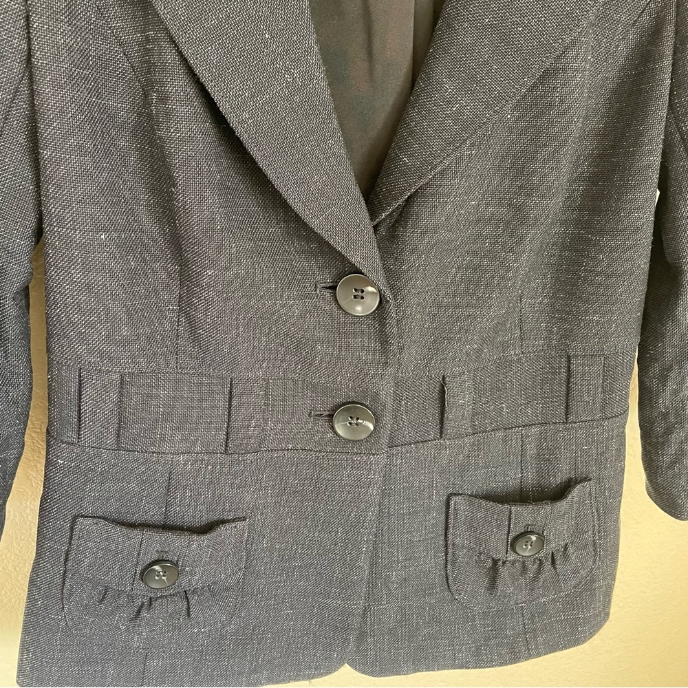 Classiques Entier Navy Virgin Wool Linen Blend Suit Set 2 Career Work Office - Picture 3 of 16